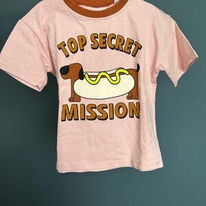 Zara Kids Pink Top Secret Mission Tee